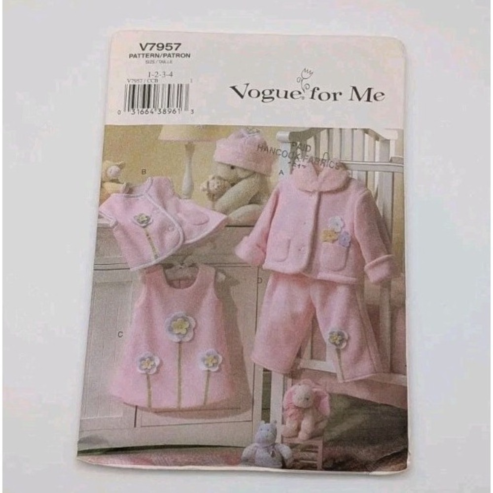 Vintage McCalls Kids Sewing Pattern Fleece Jacket Jumper Pants Toddler 1-4 V7957